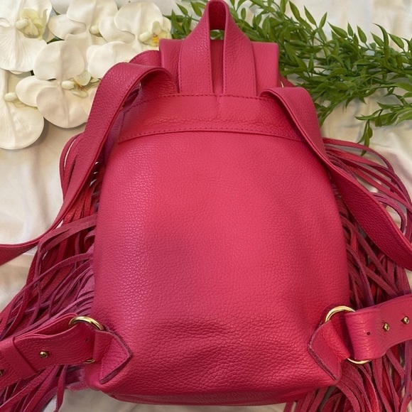 Paris Valtadoros Mykonos Fuchsia Pebbled Leather Fringe Small Staple Backpack main image 6